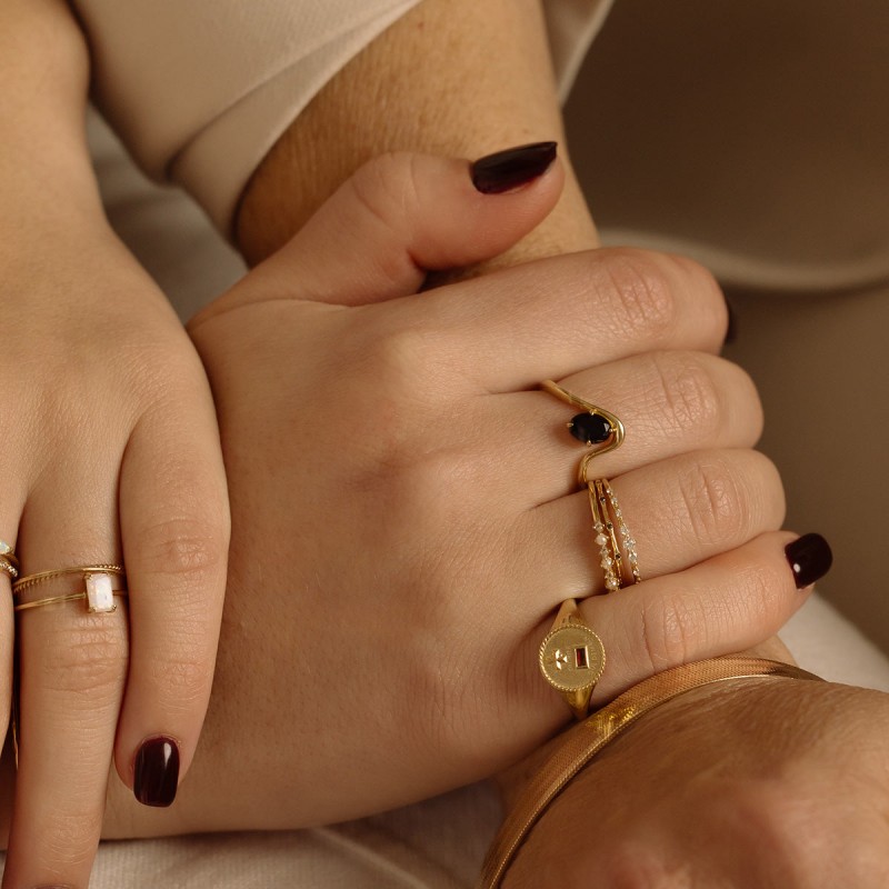 Solid Gold Lab Diamond Sparkle Stacking Band